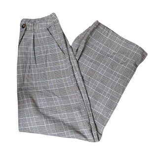 Wide Leg Plaid Trousers
